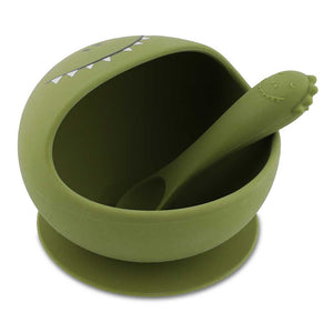 Set bol y cuchara silicona Dino