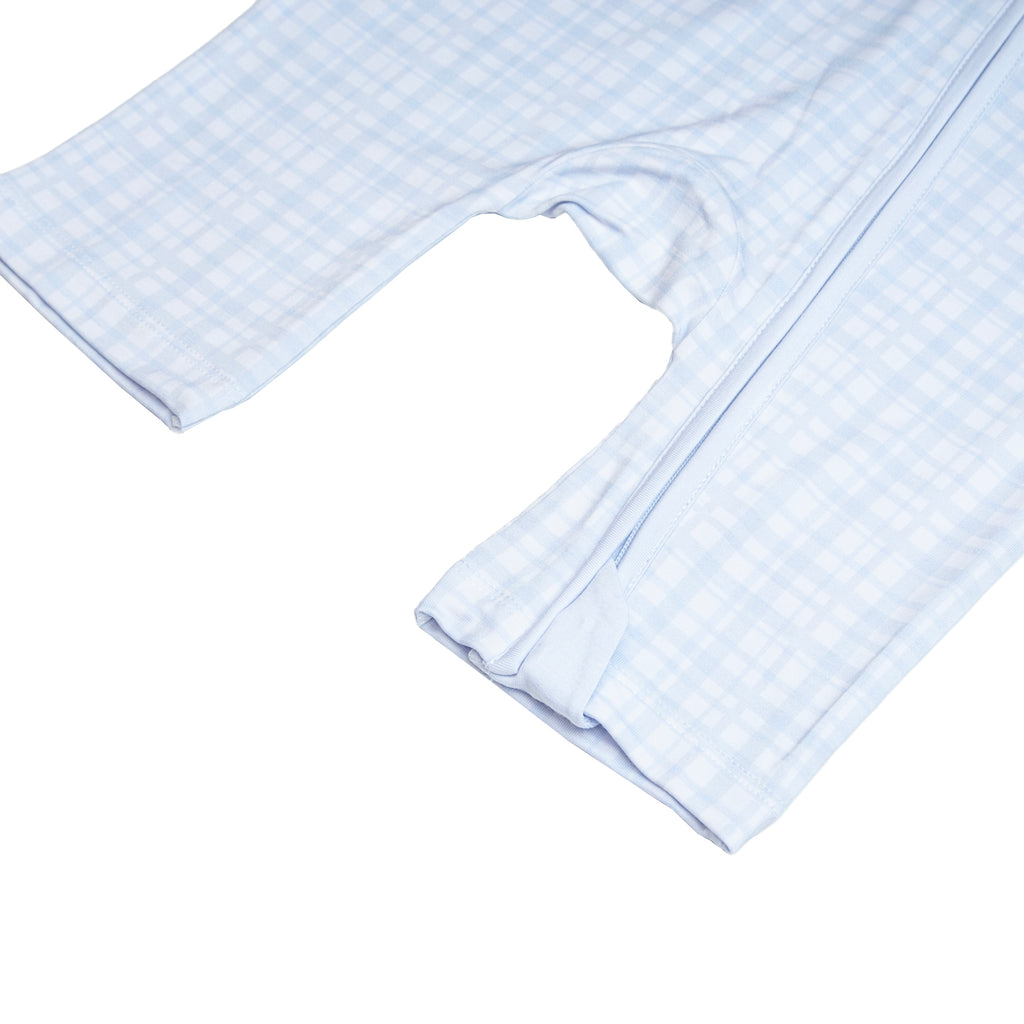 Pijama corto bambú cremallera Blue Vichy