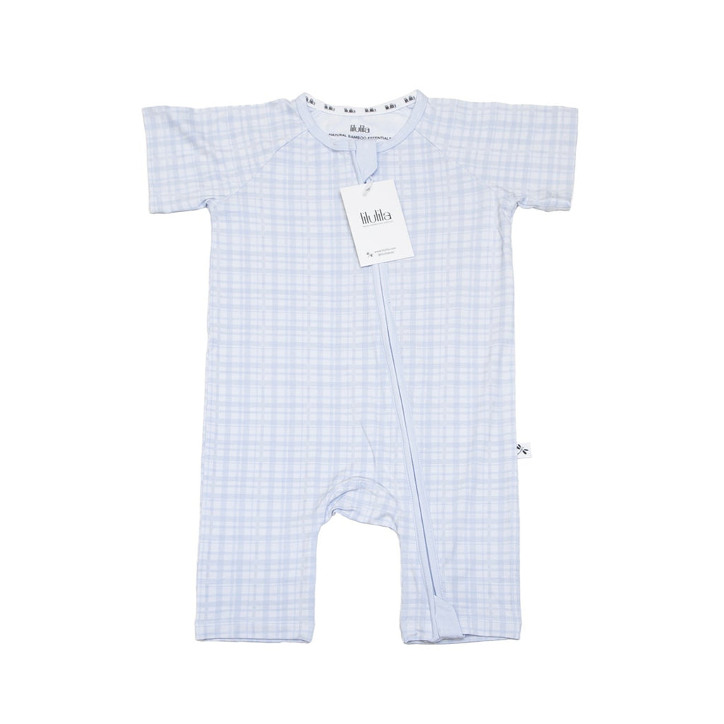 Pijama corto bambú cremallera Blue Vichy