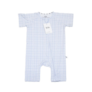 Pijama corto bambú cremallera Blue Vichy
