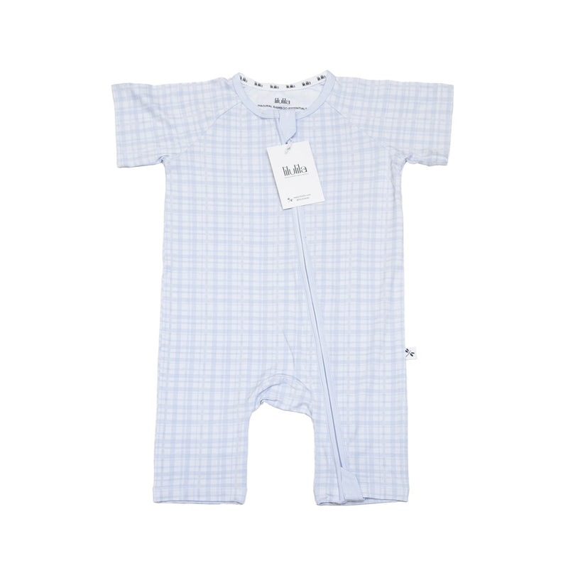 Pijama corto bambú cremallera Blue Vichy