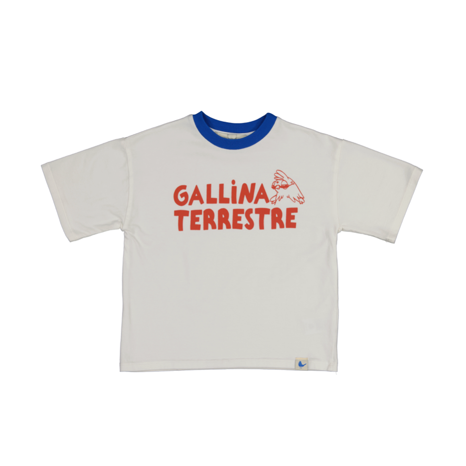 Camiseta blanca GT cuello azul