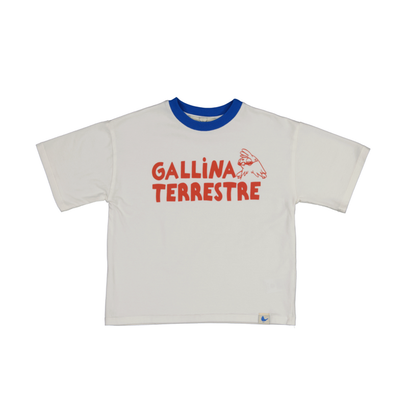 Camiseta blanca GT cuello azul