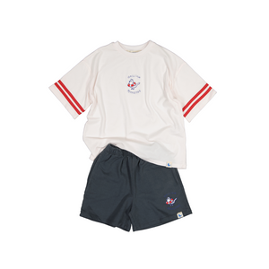 Camiseta blanca rayas rojas manga