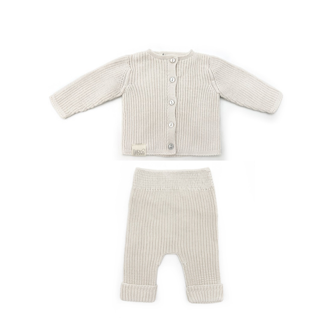 Conjunto primera puesta Tricot canalé Ivory