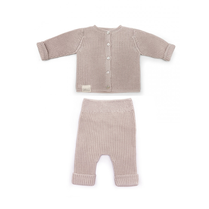 Conjunto primera Tricot canalé Nude