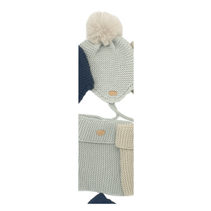 Conjunto Gorro, Cuello y Manoplas BABY punto bobo Gris