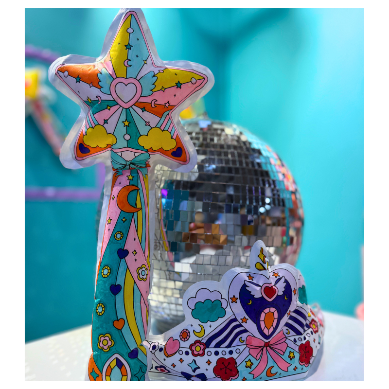 Dibujos inflables para pintar Corona y Varita