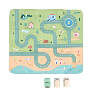 Juego Mantel Circuito Verde con 3 mini coches