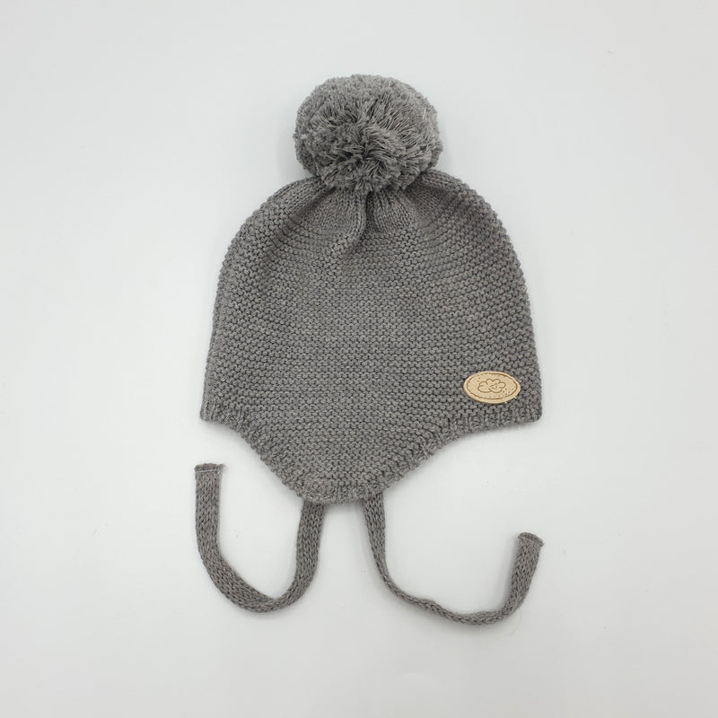 Gorro NEW BORN Algodón Pompom Gris