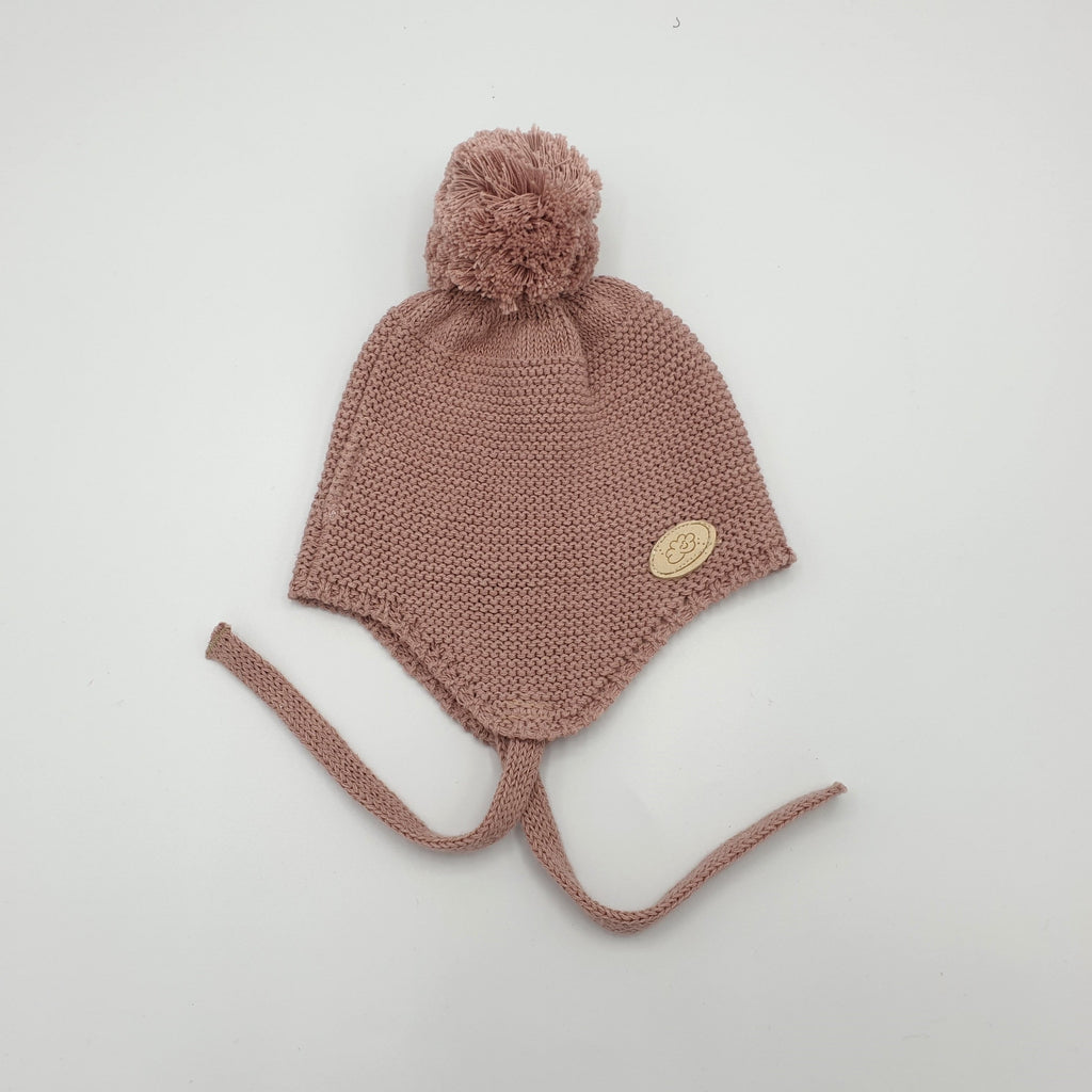 Gorro NEW BORN Algodón Pompom Rosa empolvado