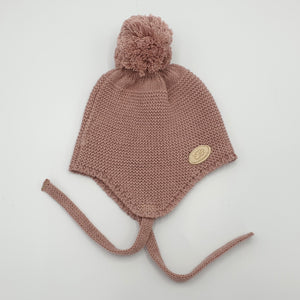 Gorro Pompom Algodón Rosa
