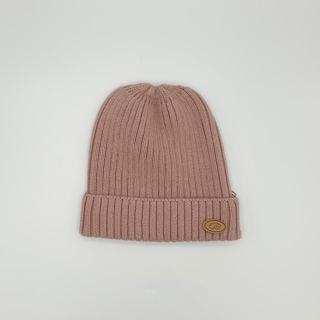 Gorro KID canalé Rosa empolvado