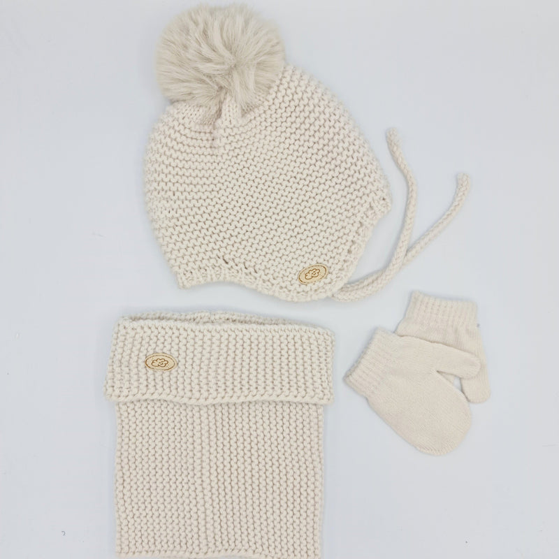 Conjunto Gorro, Cuello y Manoplas BABY punto bobo Hielo