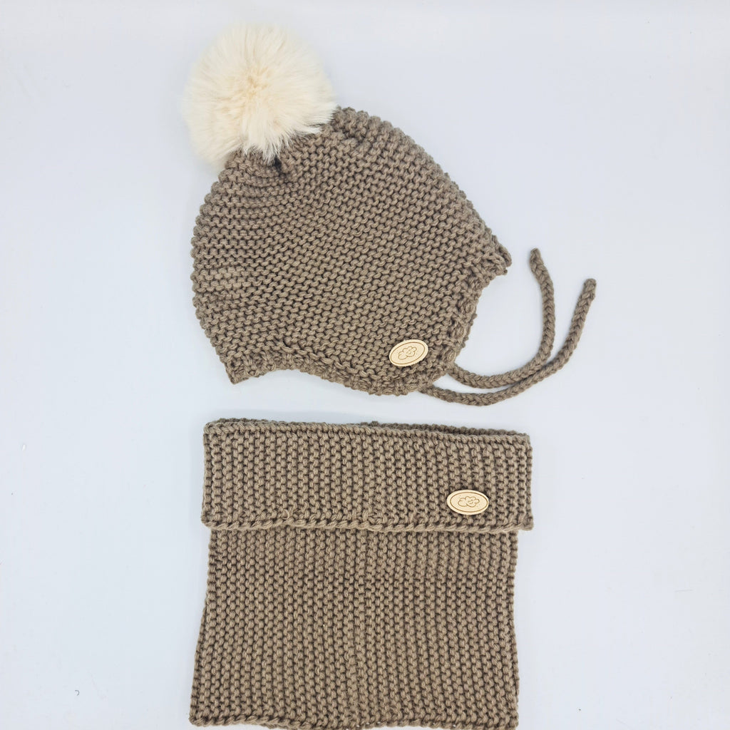 Conjunto BABY Gorro, Cuello y Manoplas Visón
