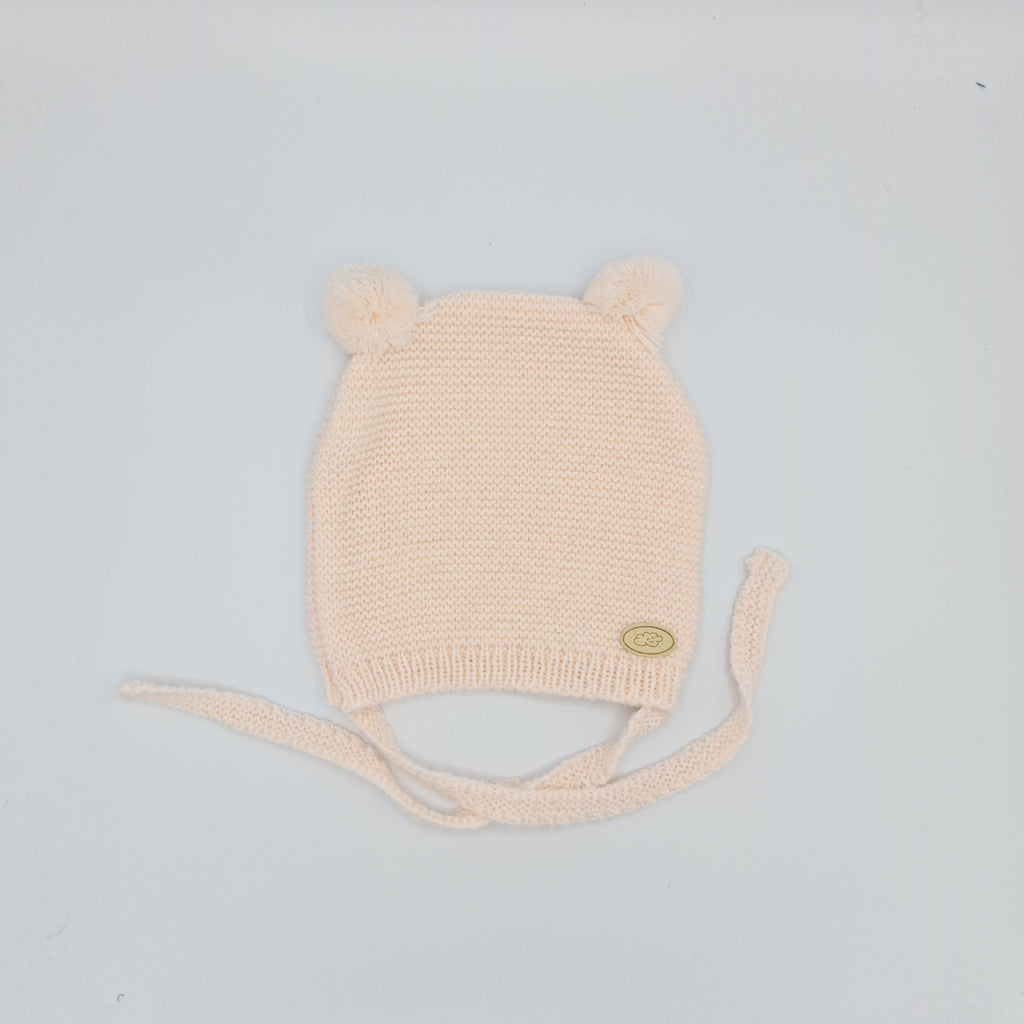 Gorro NEW BORN 2 Pompones Rosa empolvado