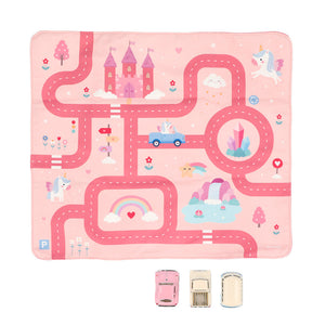 Juego Mantel Circuito Rosa con 3 mini coches