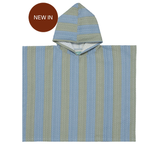 Poncho Khaki&Blue Stripes