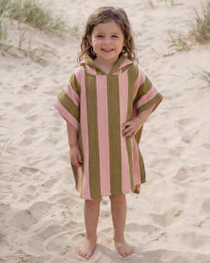 Poncho Khaki&Rose Stripes