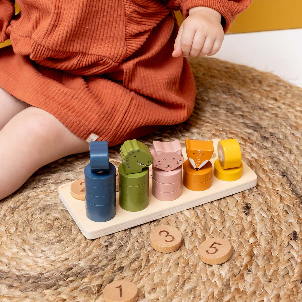 Puzzle de piezas madera para contar