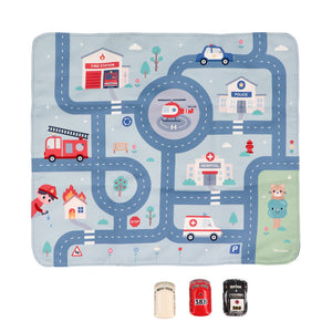 Juego Mantel Circuito Azul con 3 mini coches