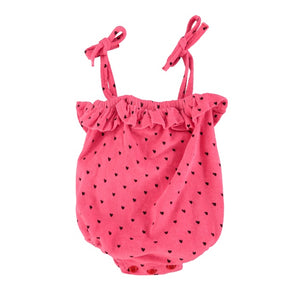 Romper pink black hearts
