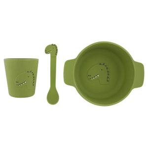 Set comida bebé silicona Dino