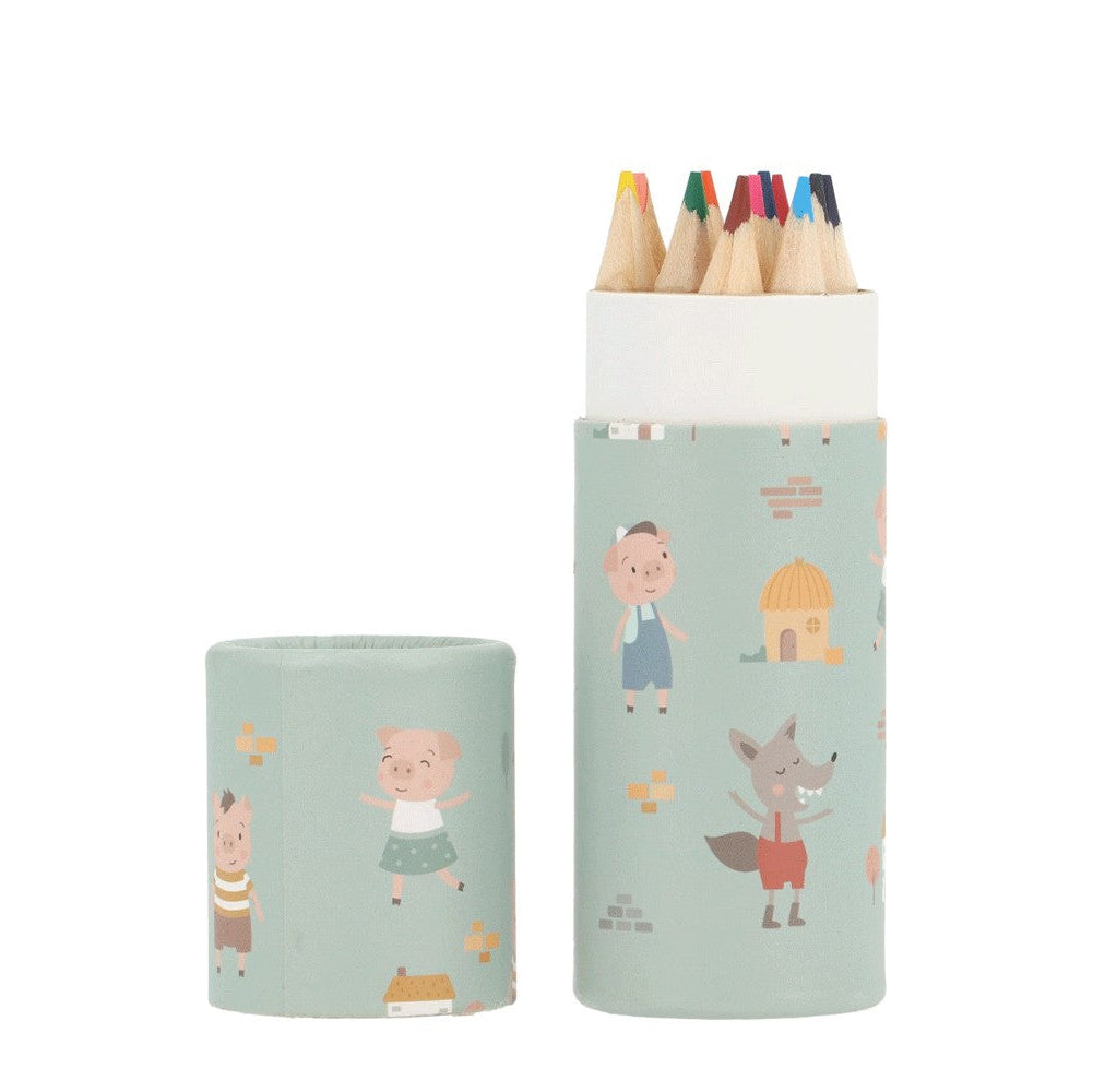 Tubo 12 lápices Three Little Pigs