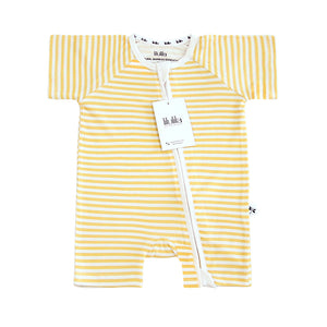 Pijama corto bambú cremallera Yellow Stripes