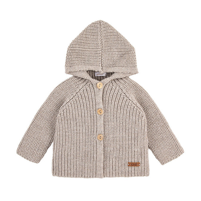 Chaqueta capucha mezcla lana merino turrón