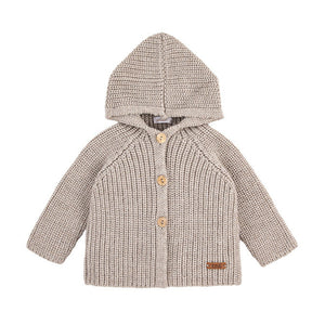 Chaqueta capucha mezcla lana merino turrón