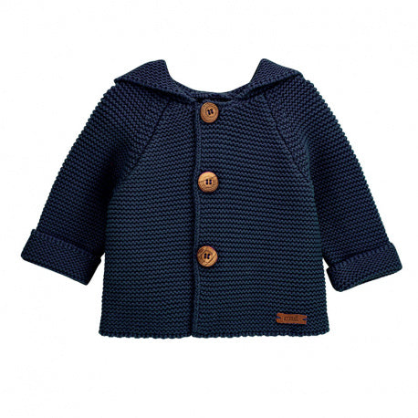 Chaqueta capucha punto bobo marino