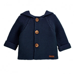 Chaqueta capucha punto bobo marino