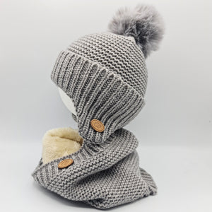 Conjunto KID Gorro y Cuello canalé Gris