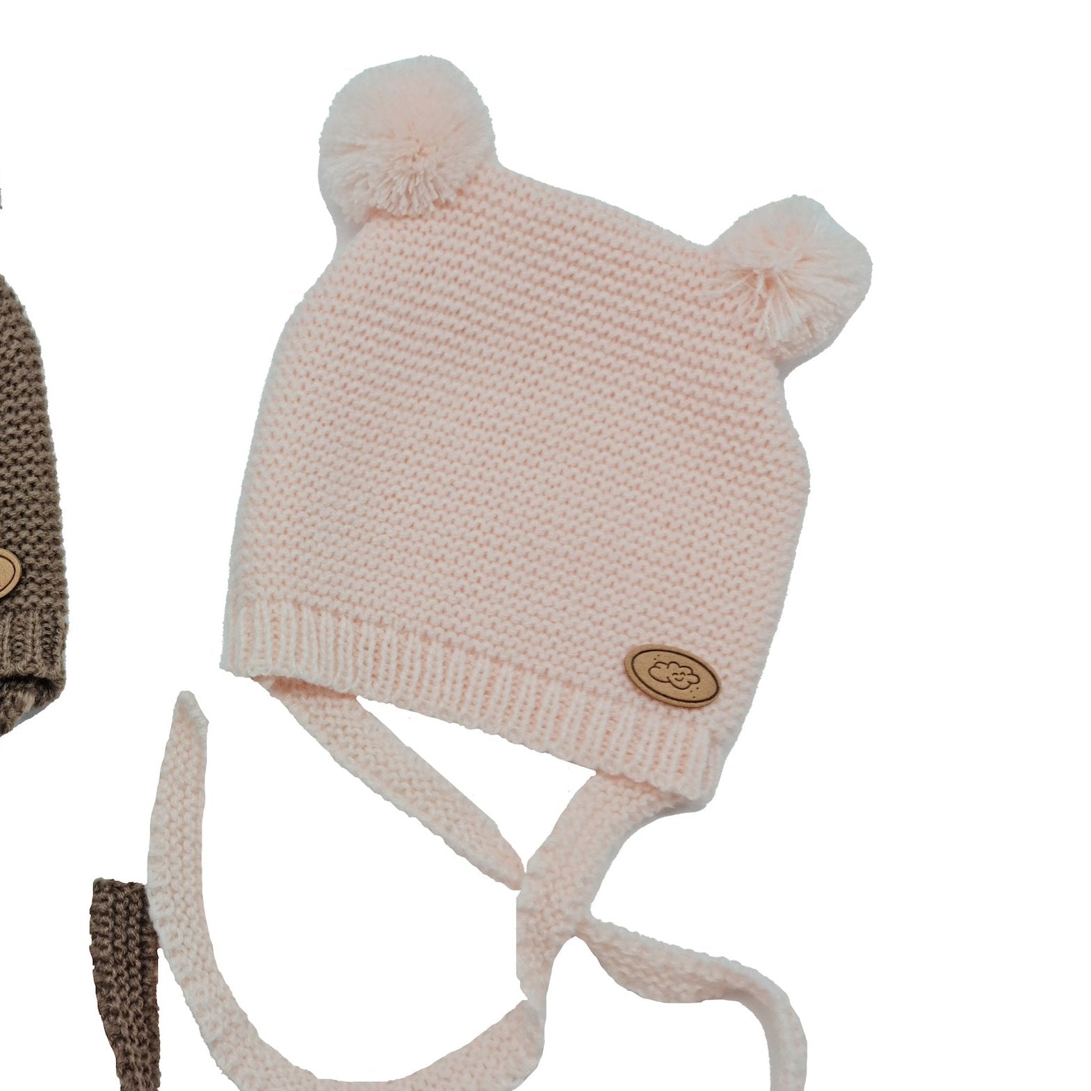 Rosa Empolvado Gorro Bebe Pompon Gorro Ochos Pelo Rosa Vintage