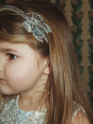 Diadema Glitter Silver Bow