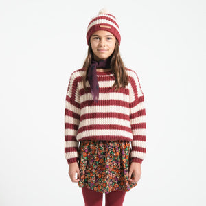 Gorro Bordeaux&Light pink stripes