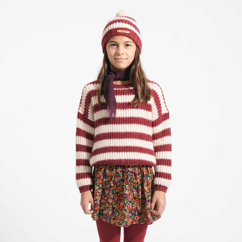 Gorro Bordeaux&Light pink stripes