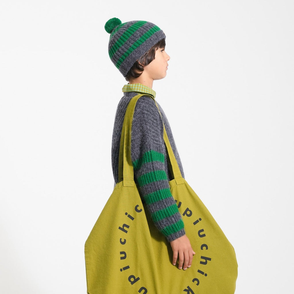 Gorro Grey&Green stripes