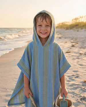 Poncho Khaki&Blue Stripes