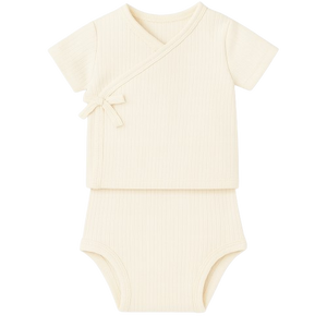 Conjunto manga corta canalé Blanc