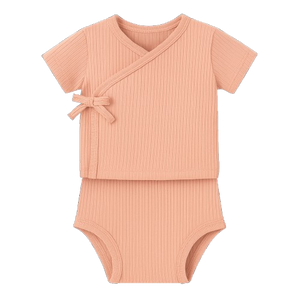 Conjunto manga corta canalé Rosa