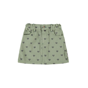 Falda Olive Green w/ black hearts