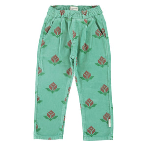 Pantalón pana Green Big Flowers