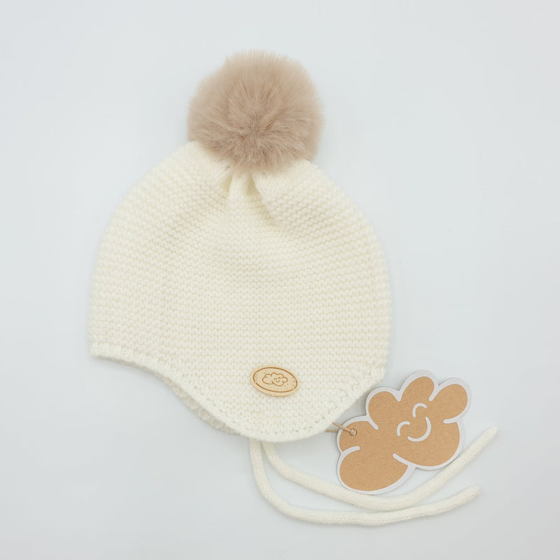 Gorro NEW BORN punto bobo Blanco crudo